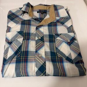 Tin Haul Blue and White Plaid Button Down Shirt